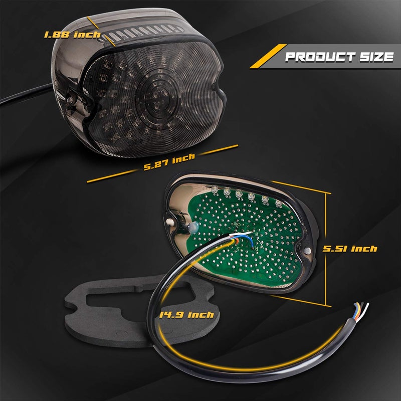 NTHREEAUTO Smoked LED Tail Light Brake Turn Signal Light Low Profile Taillights Compatible with Harley Road King, Sportster 883 1200, FXDL, FLST, Electra Road Glide, Dyna - Image 4